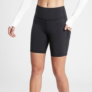 Athleta Ultimate Stash Pocket 7" Short Black Womens Small